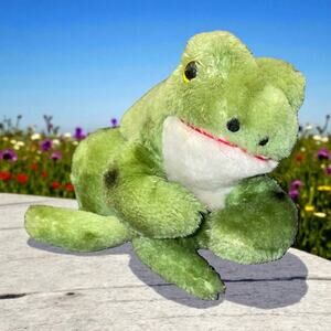 Dakin 10" Spotted Frog Plush Stuffed Animal 1976 Green Nursery Decor Vintage